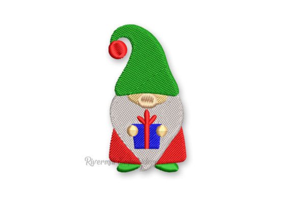 Gnome with Christmas Present: A Festive Embroidery Design for Craft Fairs