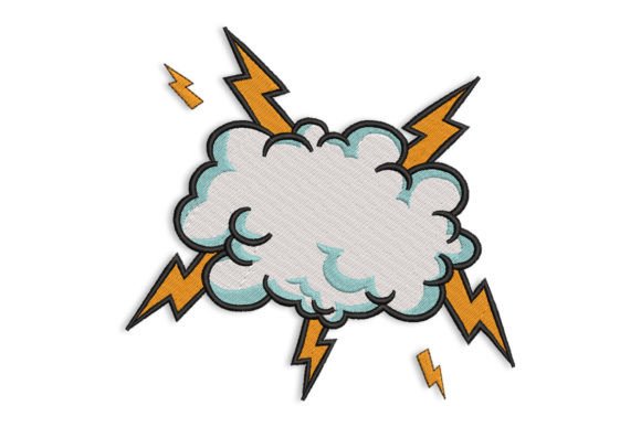Lightning Cloud: A Dramatic Seasonal Embroidery Design
