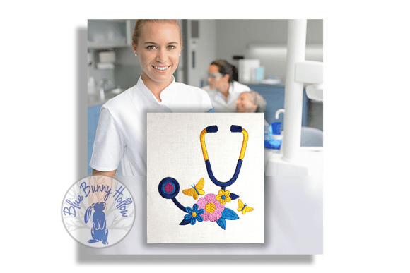 Stethoscope with Flowers Embroidery Design Review